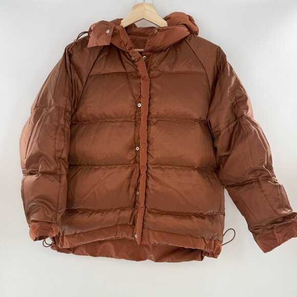 Moussy Puffer Jacket Detachable Hood Insulated Terracotta Free/ One Size - Picture 4 of 15